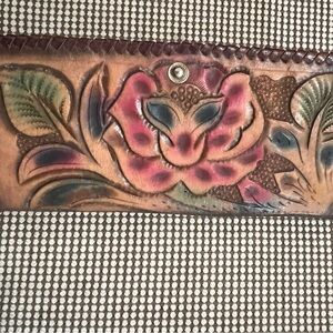 Vintage tooled embossed leather wallet